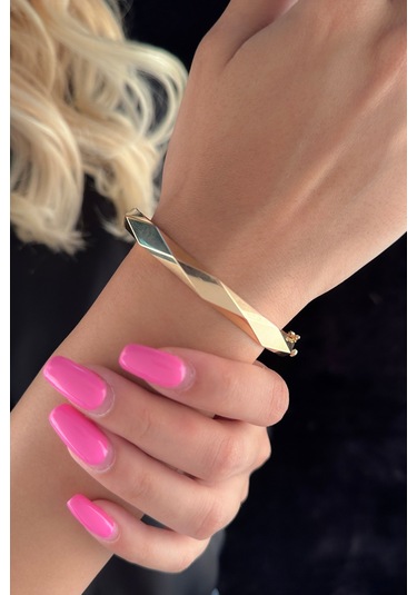 Fiyonk Kuyumculuk 14 Ayar Altın Asimetrik Kelepçe Bilezik 001