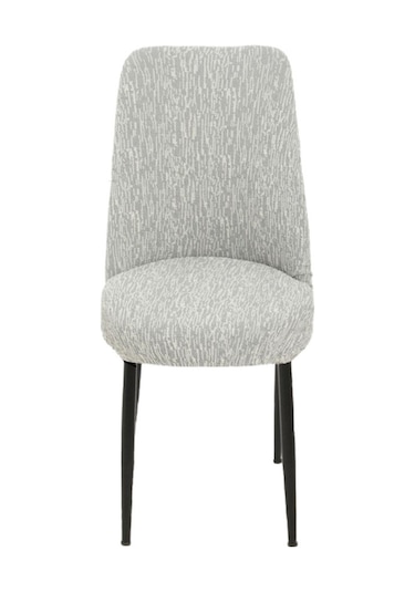 StarMall Jakarli Kumaş Oval Sandalye Kılıfı,sandalye Örtüsü Çubuk Desen 1 Adet Krem