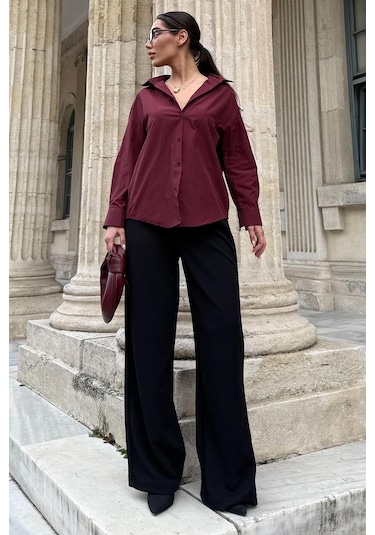 Madmext Bordo Basic Kadın Gömlek Mg2355 Bordo