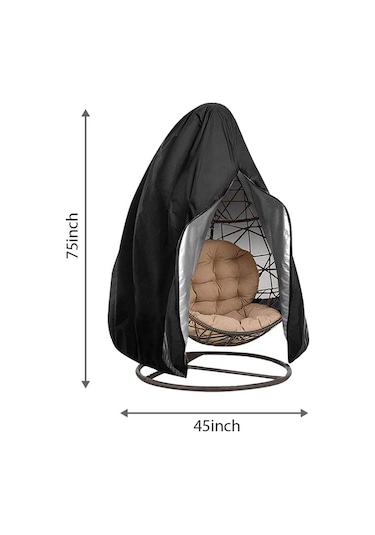Dofolink Dış Mekan Yumurta Salıncak Koltuğu Koruması - 210d Siyah Oxford Kumaşı, Orta Zipli, 190x115cm, Rüzgar/yağmur/güneş Koruyucu 01