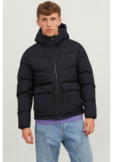 Feminist Siyah Logo Baskili Kapüsonlu Puffer Mont 77724k12238849.01 Siyah