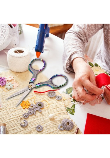 Qingmipy Vintage Bronz Makas - Saç & Sakal Kesimi İçin Paslanmaz Çelik Dıy Makası Bronz