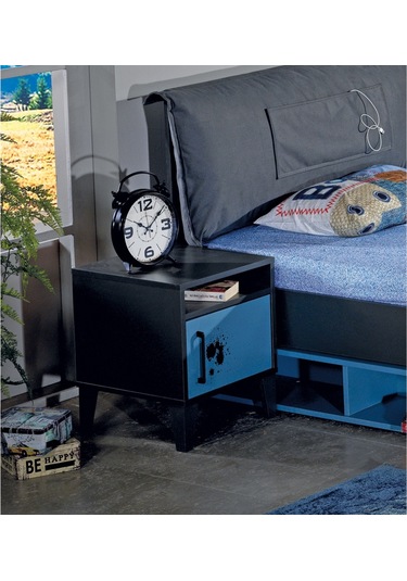 Komodin Urlu MİX İRONİ İnovasyon Model ANTRASİT PETROL MAVİ Renk Uyumu Yüksek Ayak Detay El Yapım