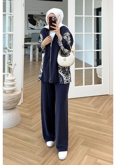 Desenli Oysho İkili Takım 1653 - Lacivert Lacivert