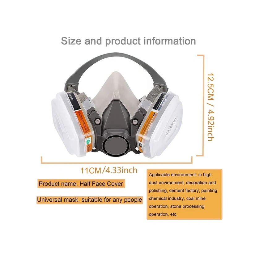 Willowhaven 6200 15in1 Yeniden Kullanılabilir 27 Parça Yarı Maske Solunum Maskesi Toz Duman Asbest Kimyasal Filtresi