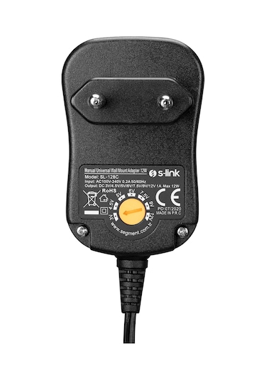 Adaptör S-Link Sl-128C 3V/4.5V/5V/6V/7.5V/9V/12V 1A 12W 5.5x2.1