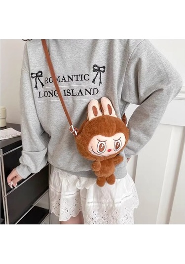 Ebitda Labubu Peluş Kız Çocuk Sevimli Çapraz Mini Turuncu Karikatür Çanta Turuncu