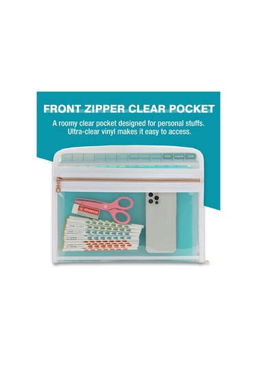 13 Cep Genişleyen Dosya Klasörü Düzenleyici, Ön Şeffaf Kese, Çok Renkli