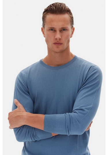 Ds Damat Regular Fit Mavi Düz Kazak 1hc060196016m 701