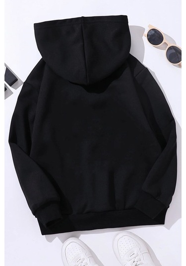 Çocuk Shinobi Kedi Baskılı Sweatshirt Siyah