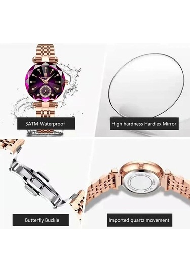 Novahub Yeşil Kadınlar İçin Lüks Kuvars Saat Bilezik, Su Geçirmez İsviçre Marka Bayanlar Saat Yeşil