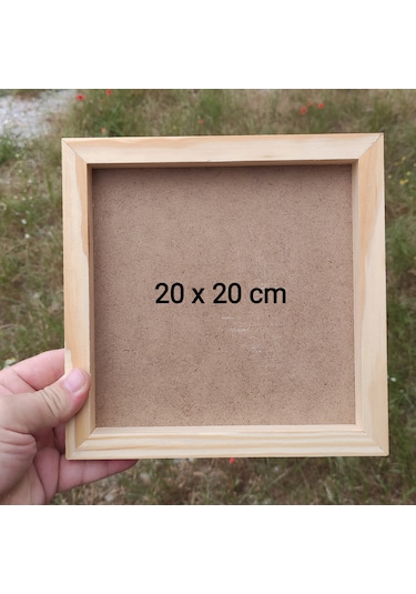 20x20cm Ham Ahşap Çerçeveli Pano Camsız - Arkalık Sabit