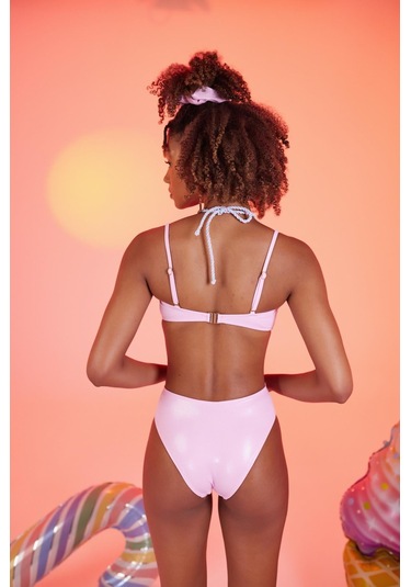 Holly Lolly Özel Yapım Parlak Kumaşlı Premium Chica Mayo Pembe
