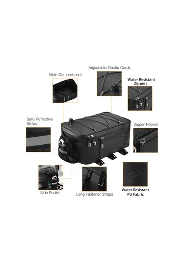 Youtek Siyah Bisiklet Raf Çantası - Pu + Köpük Malzeme, 31x20x15 Cm, 255 G Yüksek Dayanıklı Taşıma Çantası Siyah