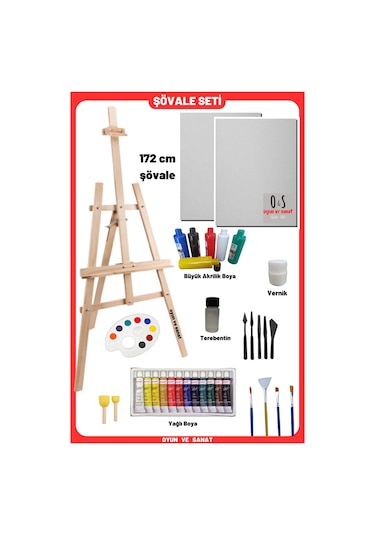 Lüks Resim Başlangıç Seti 2-şövale Şövalye , Tuval Tual Seti , Ressam Akrilik Yağlı Boya Seti