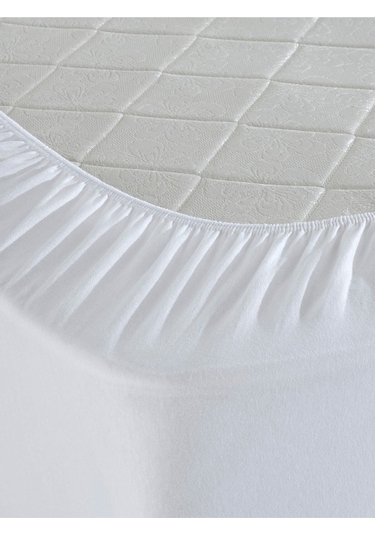 Alez Pamuk Fitted Su Sıvı Geçirmez Yatak Koruyucu Alez Beyaz