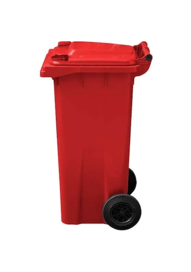 Kırmızı Plastik Çöp Konteyneri 120 Litre Konteyner - Isıya Karşı Kırmızı