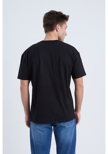 Velvoria Unisex Oversize Beautıful Ride Baskılı Siyah Renk T-shirt