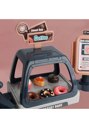 Reedark Çocuklar İçin 3'ü 1 Arada Kahve Dükkanı Oyuncak Seti - Ses Ve Işık Efektli Para Kasası İle 41 Aksesuar, Gelişimsel Rol Oyunları Mavi Diğer