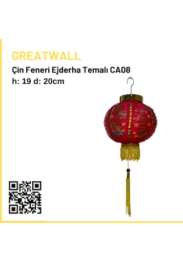 Çin Feneri Ejderha Temalı H: 28 Cm D: 20 Cm
