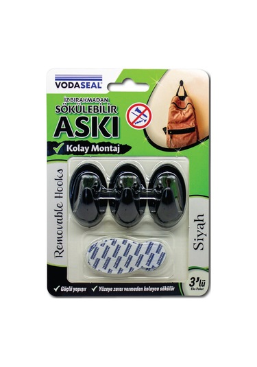 2 Adet Vodaseal Sökülebilir Askı 3'lü Siyah