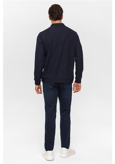 SÜVARİ Lacivert Regular Düz Polo Yaka Sweatshirt Lacivert