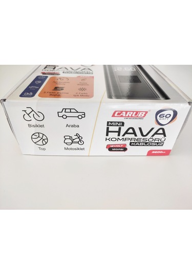 Carub BR249 13 30 12V 120Psi USB Typ-C 60 W Şarjlı Hava Kompresörü + 5 Aparat