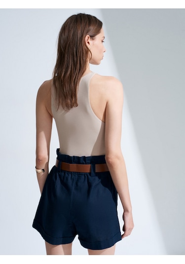 Dilvin 32836 Halter Yaka Bodysuit-taş