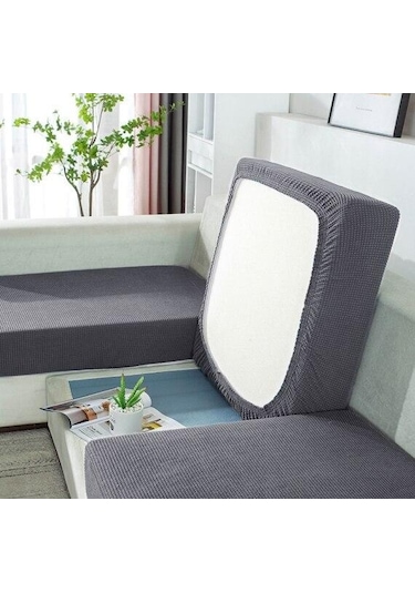 Koyu Gri 1 Parça Su Geçirmez Streç Jakarlı Minder Örtüsü Kanepe Örtüsü Yumuşak Esneklik Pillow Cover-40x40cm