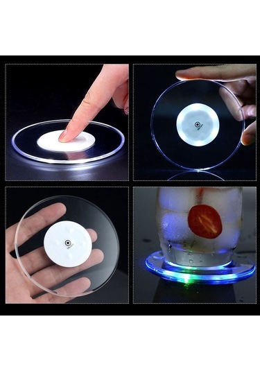 Besthome1 Ültra İnce 10cm Beyaz Işık Bardak Altlığı - Suya Dayanıklı Led Işıklı, Bar/parti Dekorasyonu