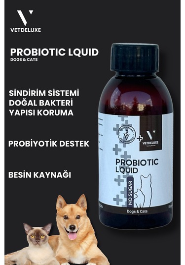 Vetdeluxe Probiotic Kedi Ve Köpekler İçin Sindirim Bağışıklık Güçlendirici 100 ML