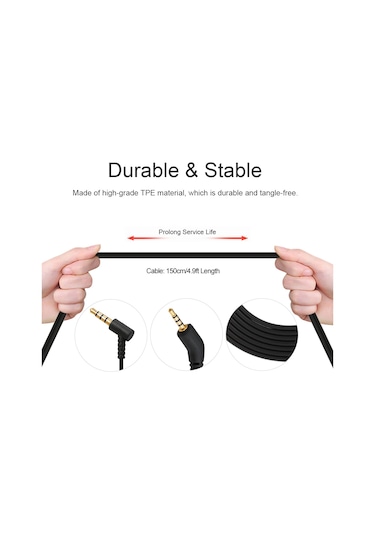 Springsun Bose Qc3 Kulaklık İçin Telsiz Kontrollü Ses Kablosu - Mikrofonlu, Ses Düzeyi Ayarlı, Siyah Tpe Materyal, 150cm Uzunluk