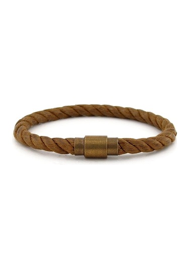 Taba Kahve Bronz Miknatisli Halat Erkek Bileklik Bt417 Sarı