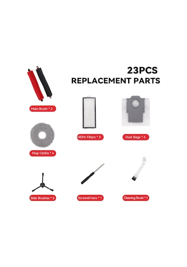 Leasetake Roborock Qrevo Master/v20/p10s Pro Vakum Ana Yan Fırça Paspas Bezleri Hepa Filtreleri Toz Torbaları İçin 23 Adet Yedek Parça Leasetake Roborock Qrevo Master/v20/p10s Pro Vakum Ana Yan Fırça Paspas Bezleri Hepa Filtreleri Toz Torbaları İçin 23 Adet Yedek Parça