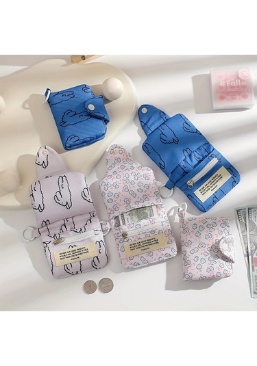 Elmpaly White Rabbit Papatya Baskılı Kartlık Asılı Aksesuarlı Mini Çanta