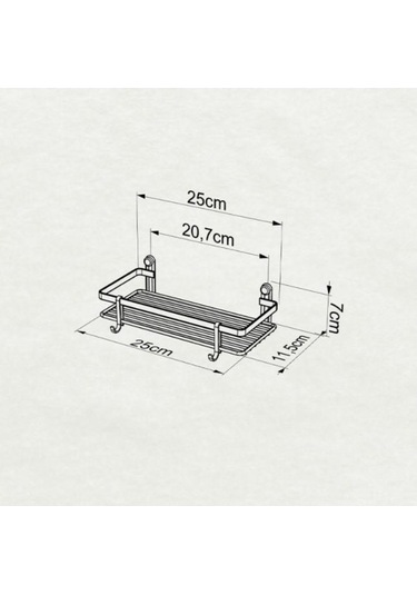 Geseus Tek Katlı Kancalı Banyo Rafı Mat Siyah Es081H Çok Renkli