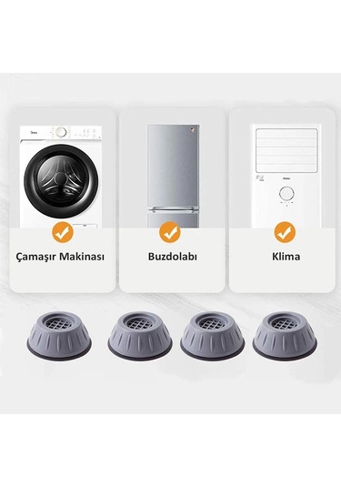 4 Adet Gürültü Önleyici Beyaz Eşya Altlığı Çamaşır Makinesi