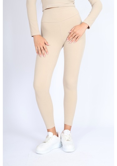 Soft&Basic Slım Fit Toparlayıcı Ve Esnek Bej Tayt Bej