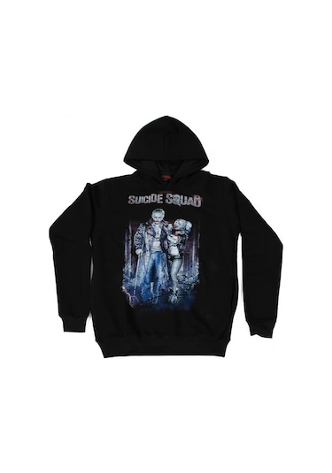 Suicide Squad Joker No: 2 Kapüşonlu Sweatshirt Hoodie Siyah Çok Renkli