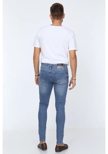 Digital Jeans Erkek Slim Fit Dar Kesim Dar Paça Kot Panto Açık Mavi Açık Gri
