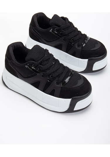 Suins Higher Model Kadın Yüksek Taban Spor Ayakkabı Sneaker 6 Cm Siyah