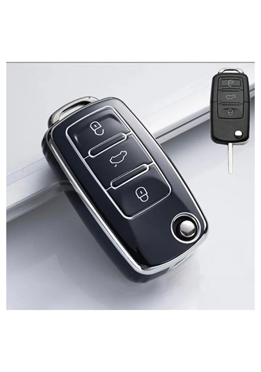 Volkswagen Uds Golf Transporter Caddy Jetta Siyah Oto Anahtar Kumanda Kabı Kılıf Oto Anahtarlık