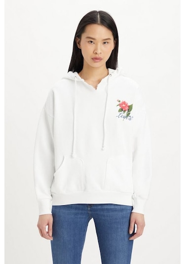 Levi's Kadın Beyaz Kapüşonlu Sweatshirt A4933-0000 Beyaz