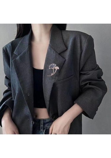 Gümüş Yaratıcı Ginkgo Yaprak Şekli Broş Pin Kore Tarzı Parlayan Rhinestone Mizaç Yaka Pin Sahte Ipek Eşarp Toka Giyim Aksesuarları Gümüş