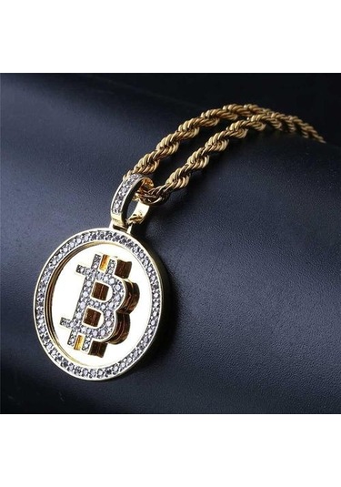 Mikro Açacağı Zirkon Bitcoin Kolye İlk B Mektup Charm Kolye Hip Hop Takı Hediye Kolye Kolyeler Altın - Beyaz