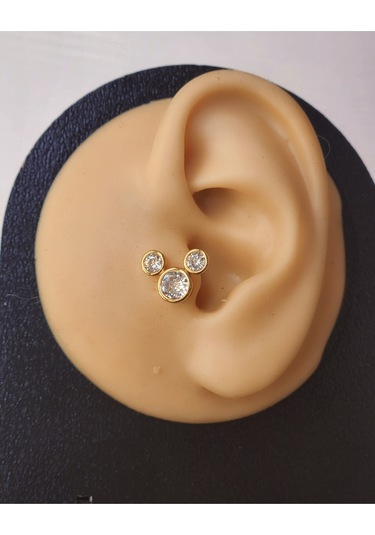Mickey Mouse Gold Modeltragus Helix Piercing Ear Cuff Kıkırdak Çelik Küpe Gold
