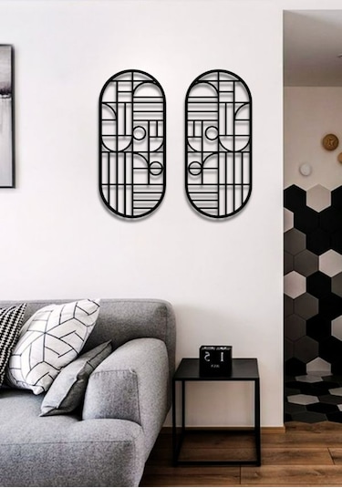 Modern Stil 2 Li Metal Duvar Dekoru Seti 75x36