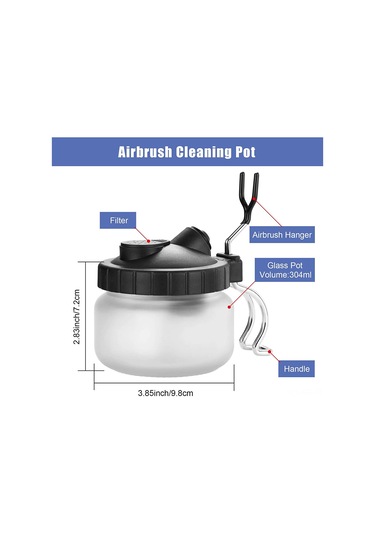 Singree Hava Fırçası Temizleme Seti - Cam Kavanozlu Tutucu, Nikel Boru, Çelik İğne Ve Nylon Fırça 4'lü Aksesuar Paketi