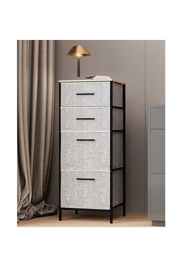 Çok Amaçlı Dolap 4 Çekmeceli Komodin Sehpa Gri 1612