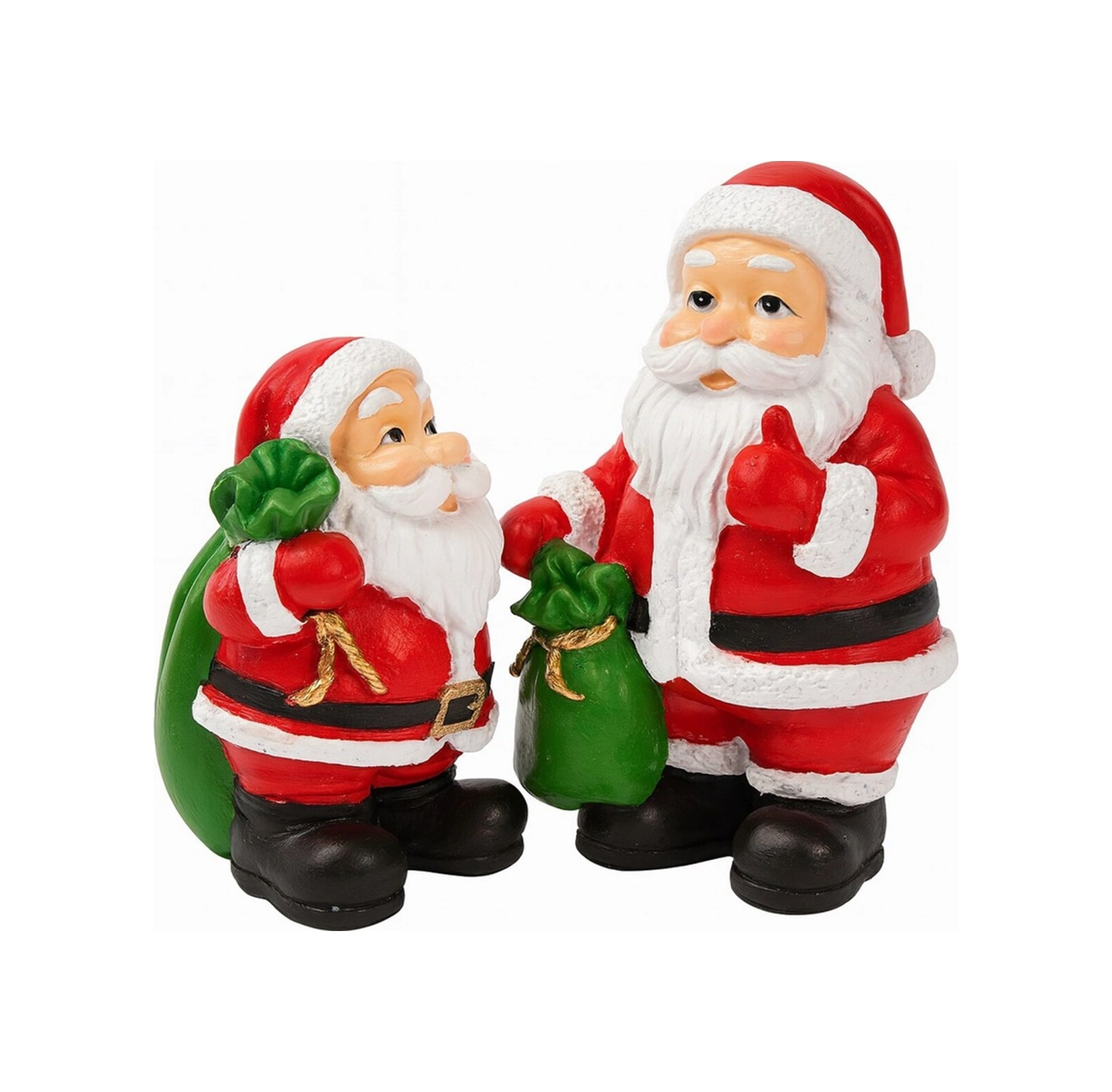 Yılbaşı Christmas 2 Li Noel Baba Temalı Yılbaşı Masası İçin Dekoratif Biblo Hediye Set 9 Cm & 11 Cm Çok Renkli